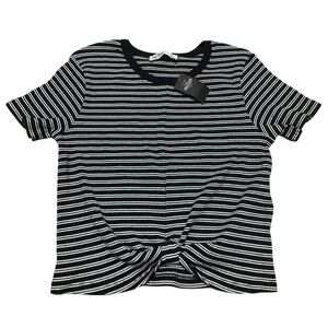 Hollister Navy White Striped Cropped Tie Front Shirt Small Preppy Nautical Y2K